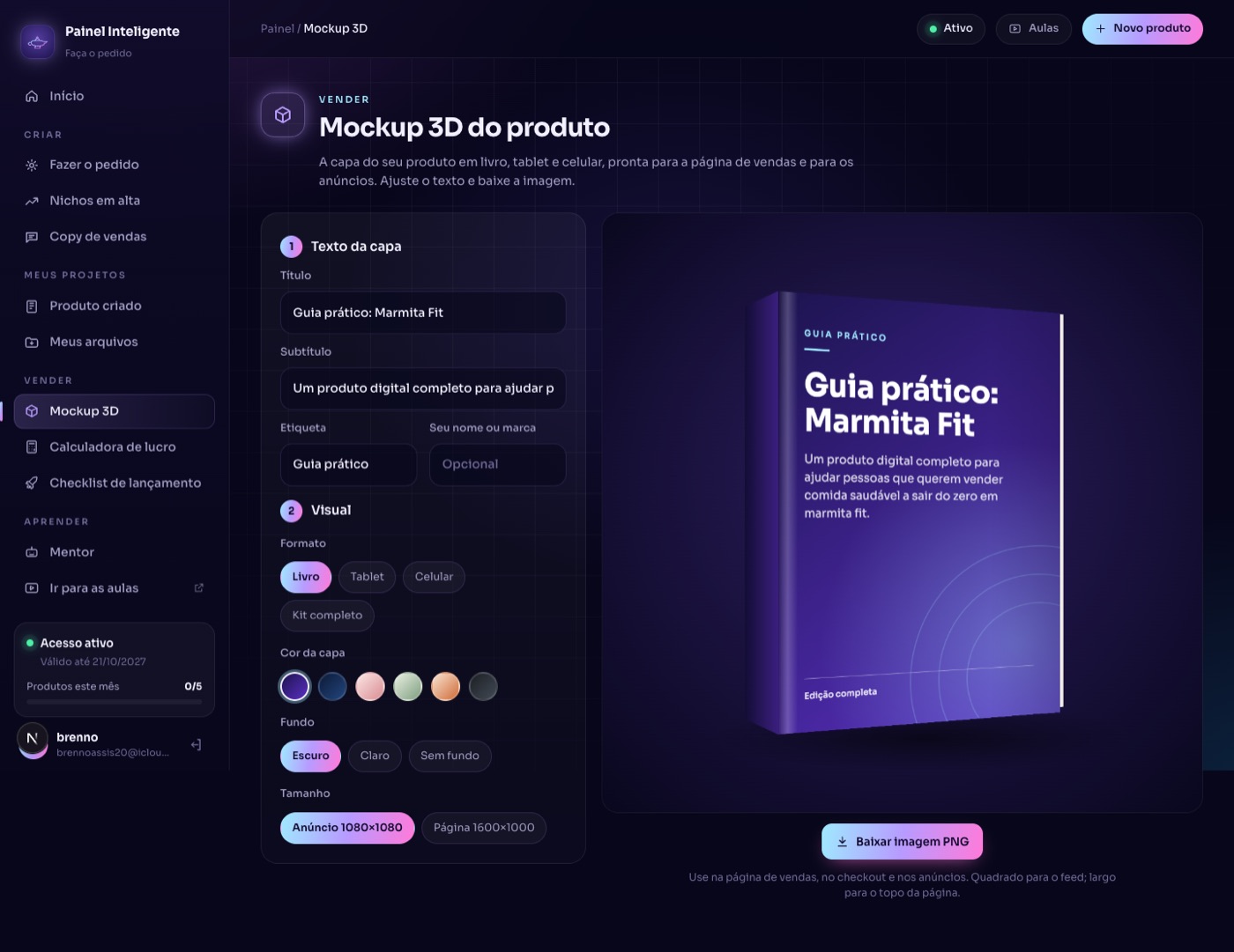 Mockup 3D da capa do seu produto